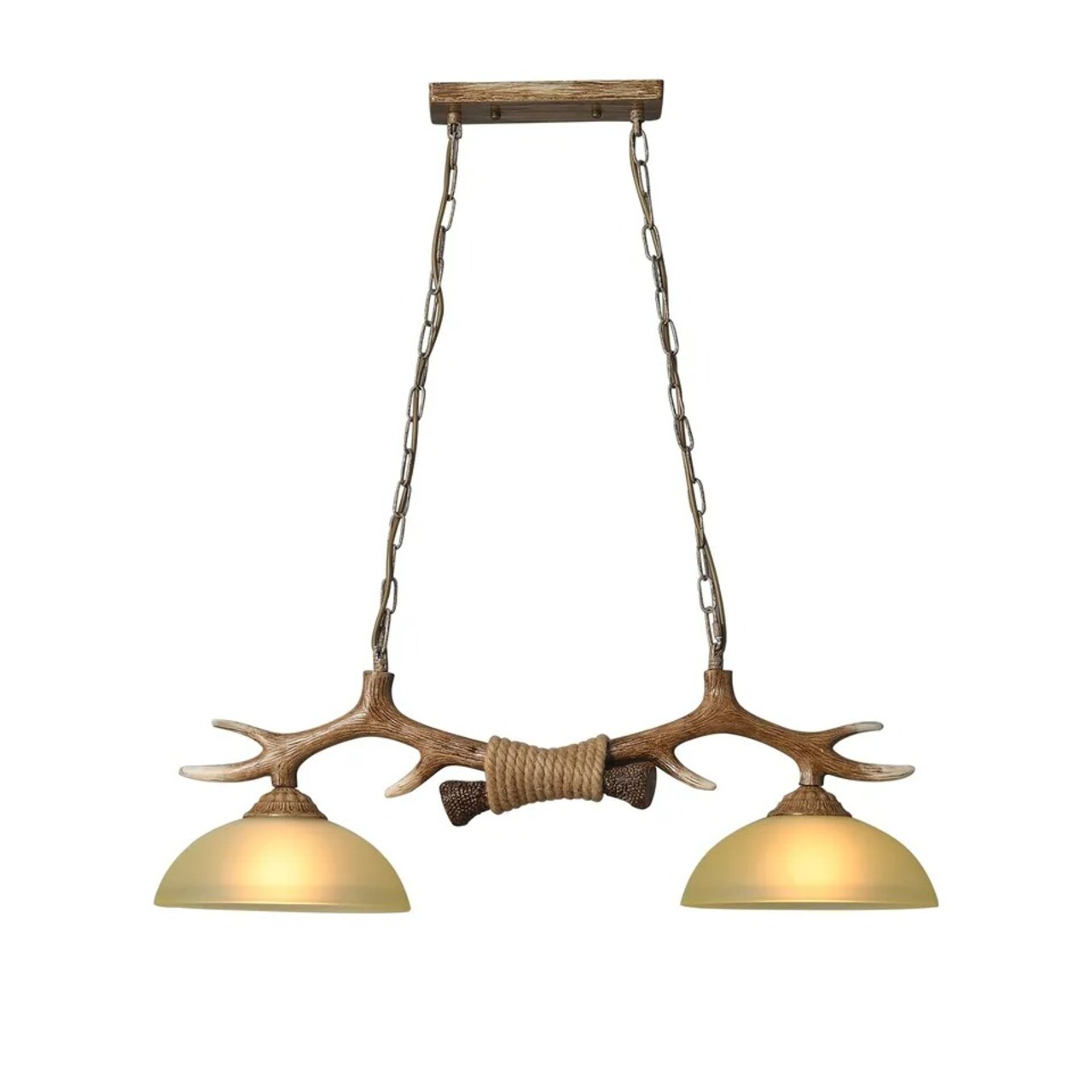 Rustic Cabin Ceiling Hanging Light Resin Deer Antler Chandelier E27 Glass Shades